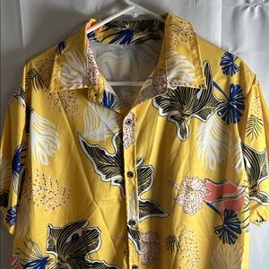 Vibrant Yellow Floral Men's Shirt